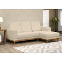 Ver imagem 2 de Sofá Living 200cm 3 Lugares com Chaise Direito Kayrós D05 Suede Bege - Mpozenato