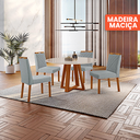 Ver imagem 2 de Conjunto Sala de Jantar Mesa Floripa 110cm Tampo Redondo Vidro/mdf Off White com 4 Cadeiras Dallas C