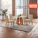 Ver imagem 3 de Conjunto Sala de Jantar Mesa Floripa 110cm Tampo Redondo Vidro/MDF Off White com 4 Cadeiras Dallas C