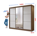 Ver imagem 2 de Guarda Roupa Cristal 3 Portas Ddoro Móveis - Castanho/Off