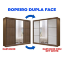 Ver imagem 3 de Guarda Roupa Cristal 3 Portas Ddoro Móveis - Castanho/Off