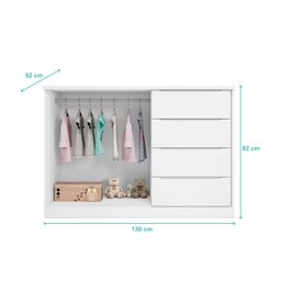 Cômoda Pérola 4 Gavetas 2 Portas Branco Phoenix Baby - 2