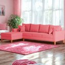 Ver imagem 2 de Sofá 4 Lugares Beny com Chaise Esquerdo Suede Rosa