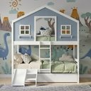 Ver imagem 1 de Treliche Casinha Dos Sonhos com Escada/ Escorregador Madeira Maciça Branco | Azul Housin