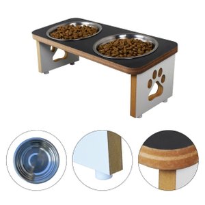 Comedouro Cachorro Elevado Pet Duplo Mdf Linha Básica - Preto