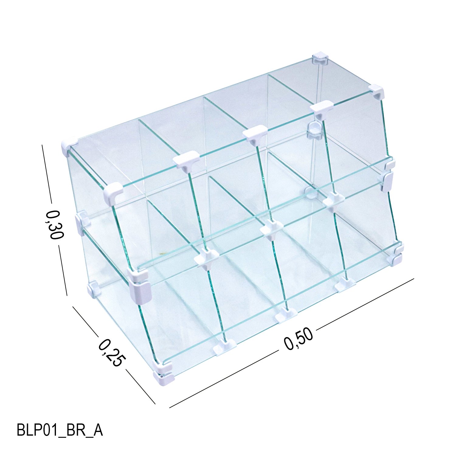 Baleiro Branco De Vidro Piramide  - 0,50 x 0,30 x 0,25m - 3