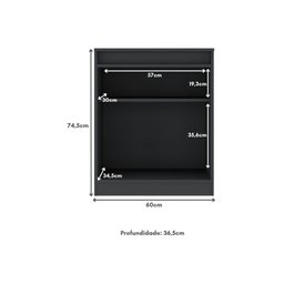 Aparador Buffet 60cm 2 Portas com Chave Multimóveis Cr50099 Preto - 4
