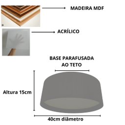 Lustre Plafon Madeira Ripado Redondo 40cm para Sala de Estar Sala de Jantar Cor Freijó - 3
