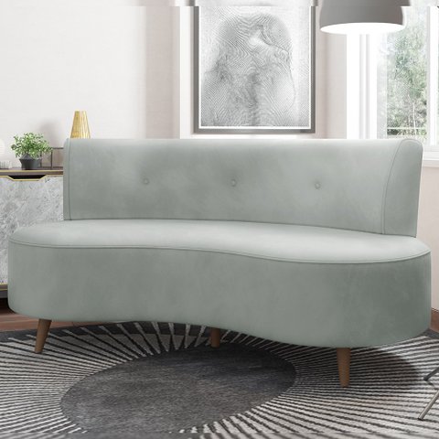 Sofá Living 3 Lugares 160cm Aang Pés Palito Veludo Cinza Claro G33 - Gran Belo