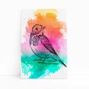 Ver imagem 1 de Passarinho Aquarela Arte Colorido Quadro Canvas 60x40cm