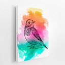Ver imagem 2 de Passarinho Aquarela Arte Colorido Quadro Canvas 60x40cm