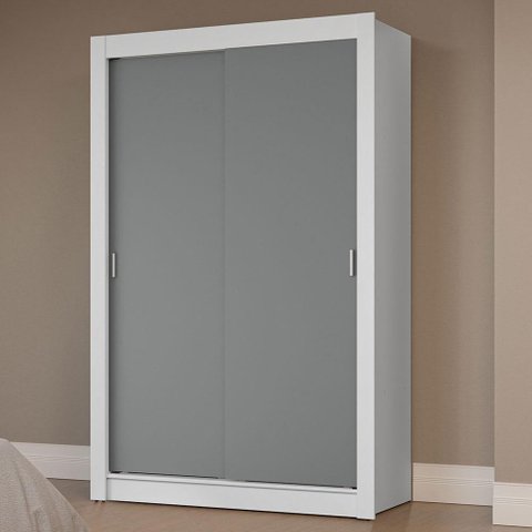 Guarda-roupa Solteiro 2 Portas de Correr Branco/cinza Milano Madesa Branco/cinza