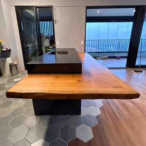 Bancada de Madeira para Ilha - Cozinha Americana - Mesa Embutida