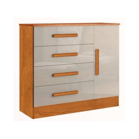 Cômoda para quarto 4 gavetas com sapateira - Zeus-Nature/Off - Bianchi Móveis