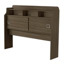 Ver imagem 4 de Cabeceira Jessica Castanho de Box Casal 140cm com 2 Portas Nichos e Prateleiras de Mdf