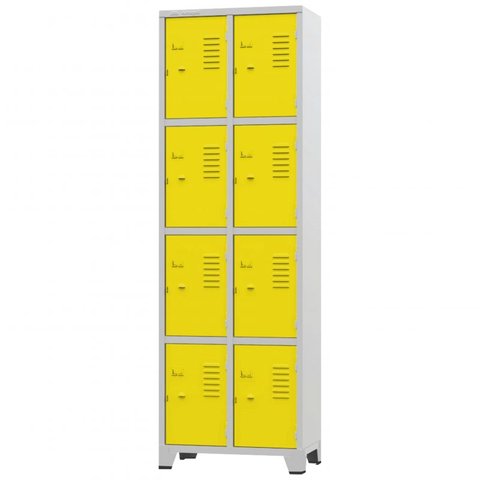 Roupeiro de Aço 8 Portas Cinza com Amarelo - Ultra Móveis