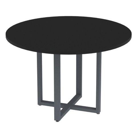 Mesa de Reunião Redonda P25 Pandin 110 Cm (largura) Tampo Mdp Preto Pé Aço Tubular Grafito