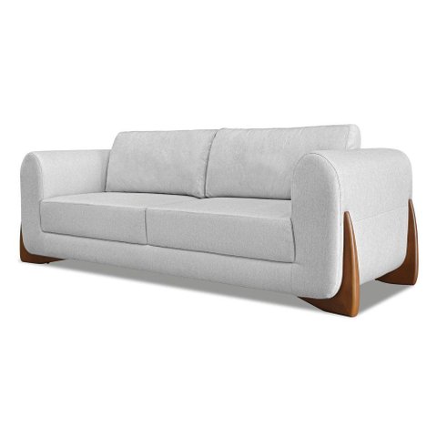 Sofá 3 Lugares Base de Madeira Clarissa 200 Cm Linho S04 - D'Rossi Cor Grigio
