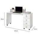 Ver imagem 6 de Conjunto de Escritório Office Escrivaninha com Rodizios Multiuso Branco Brilhante