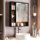 Ver imagem 2 de Armário de Banheiro com Espelheira 1 Porta Olimpia Espelho - Preto C/ Cedro