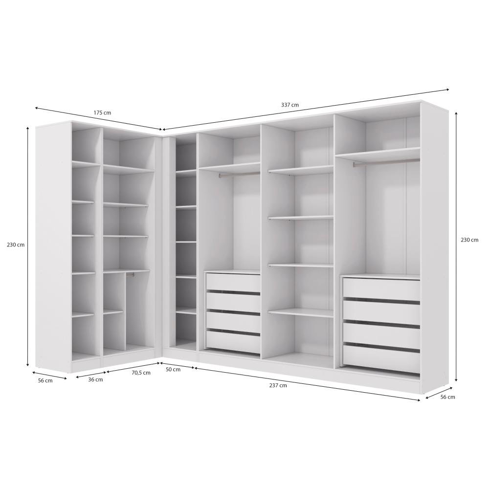 Conjunto Closet Kappesberg Adapt Branco 4 Peças 337cm X 175cm - 3