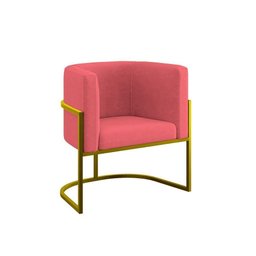Poltrona Cadeira Decorativa Lua Base de Ferro Gold Rosa - 1
