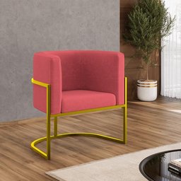 Poltrona Cadeira Decorativa Lua Base de Ferro Gold Rosa - 5