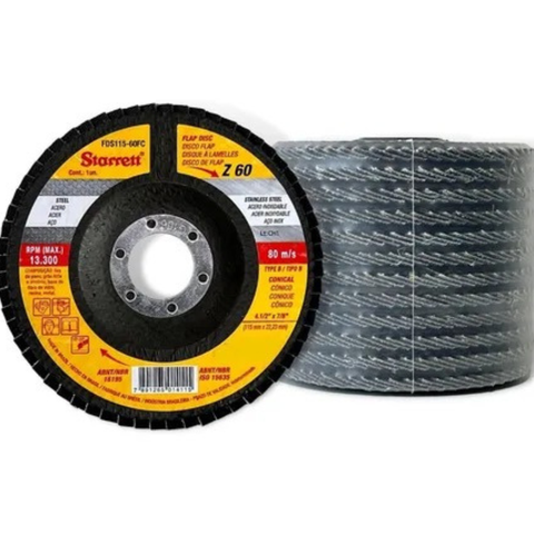 Caixa com 5 Discos de Lixa Flap 4.1/2" Grão 60 Fds115-60fc Starrett