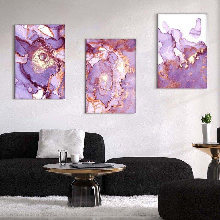Kit com 3 Quadros Arte Abstrata em Lona 40x60cm - 1
