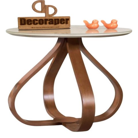 Mesa Lateral Cebola Com Vidro 50cm