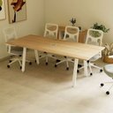 Ver imagem 1 de Mesa Reunião 8 Lugares 230cm Central Tomada Escritório Industrial Executive Marrom/Carvalho Treviso com Branco