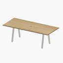 Ver imagem 2 de Mesa Reunião 8 Lugares 230cm Central Tomada Escritório Industrial Executive Marrom/Carvalho Treviso com Branco