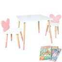 Ver imagem 2 de Mesa e 2 Cadeiras Infantil Borboletinha Kit Livro Educativo em Madeira - Rosa Bebê