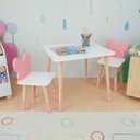 Ver imagem 3 de Mesa e 2 Cadeiras Infantil Borboletinha Kit Livro Educativo em Madeira - Rosa Bebê