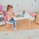 Ver imagem 4 de Mesa e 2 Cadeiras Infantil Borboletinha Kit Livro Educativo em Madeira - Rosa Bebê