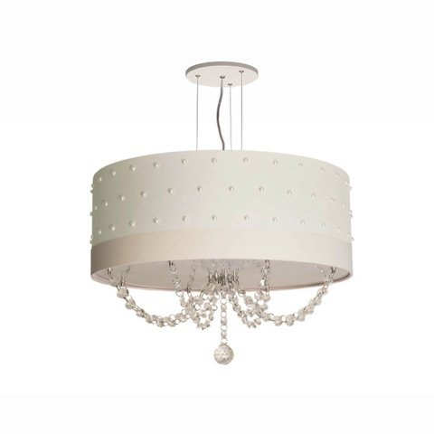 Lustre Infantil Pendente Pérolas 50x15 Branco