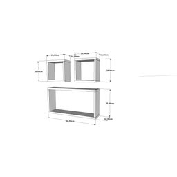 Kit 3 Nichos Decorativos Retangular e Quadrados para Paredes:branco - 2