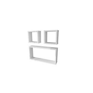 Kit 3 Nichos Decorativos Retangular e Quadrados para Paredes:branco