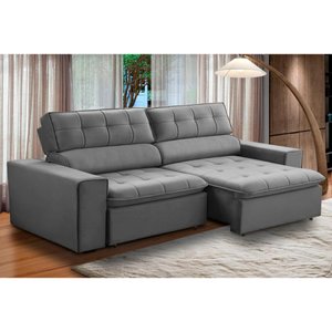 Sofá Retrátil e Reclinável Atenas 2 Lugares Cinza Escuro 160cm - Megasul