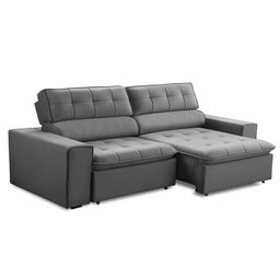 Sofá Retrátil e Reclinável Atenas 2 Lugares Cinza Escuro 160cm - Megasul - 2