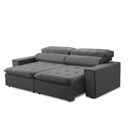 Sofá Retrátil e Reclinável Atenas 2 Lugares Cinza Escuro 160cm - Megasul - 3