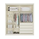 Ver imagem 3 de Guarda Roupa Solteiro Ripado com Espelho 2 Portas 4 Gavetas - Lugano-off White - Made Marcs