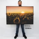 Ver imagem 2 de Quadro Decorativo em Canvas Girassóis ao Entardecer TaColado Moldura Flutuante 4,5cm Freijó 120 x 80