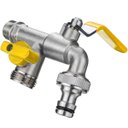 Ver imagem 3 de Torneira com Duas Saídas Metal para Jardim Quintal Tanque com Bico 1/2" e 3/4" | Hayom | Kit 02 Un