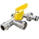 Ver imagem 4 de Torneira com Duas Saídas Metal para Jardim Quintal Tanque com Bico 1/2" e 3/4" | Hayom | Kit 02 Un