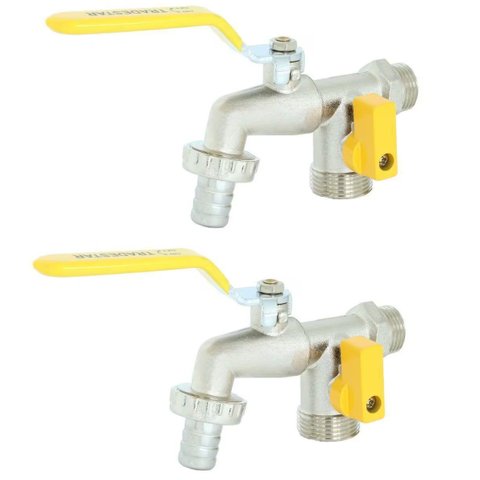 Torneira com Duas Saídas Metal para Jardim Quintal Tanque com Bico 1/2" e 3/4" | Hayom | Kit 02 Un