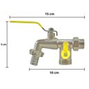 Ver imagem 2 de Torneira com Duas Saídas Metal para Jardim Quintal Tanque com Bico 1/2" e 3/4" | Hayom | Kit 02 Un