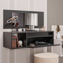 Ver imagem 2 de Penteadeira Mesa de Maquiagem Eva Suspensa 01 Porta com Espelho Preto - Desk Design