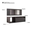 Ver imagem 3 de Penteadeira Mesa de Maquiagem Eva Suspensa 01 Porta com Espelho Preto - Desk Design