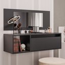 Ver imagem 7 de Penteadeira Mesa de Maquiagem Eva Suspensa 01 Porta com Espelho Preto - Desk Design